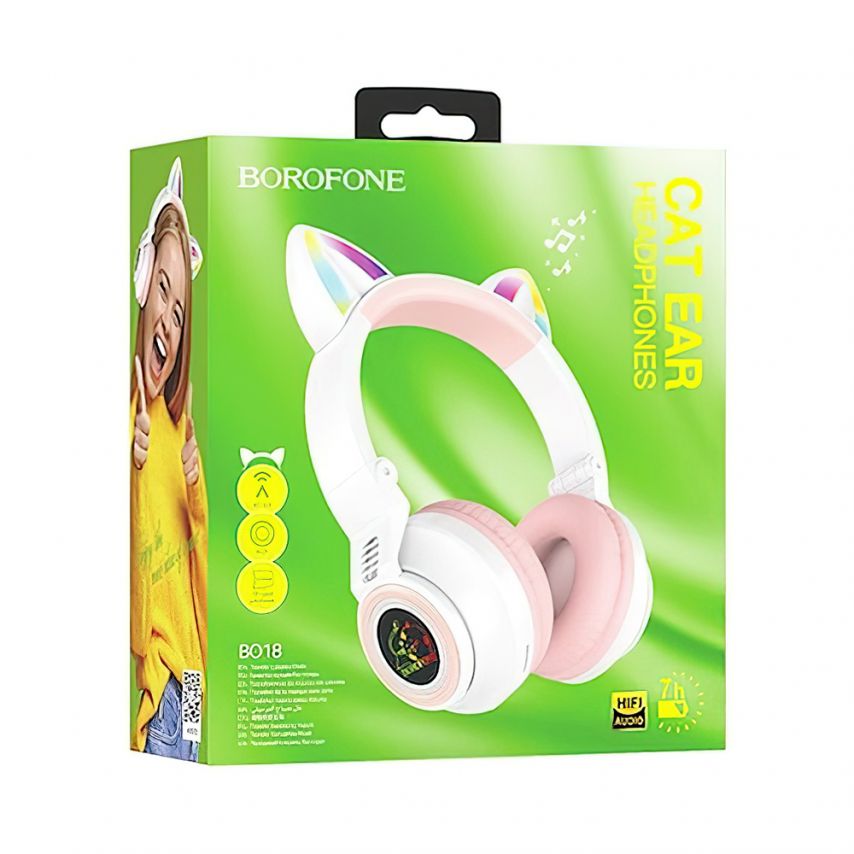 Наушники Bluetooth Borofone BO18 Cat Ear white