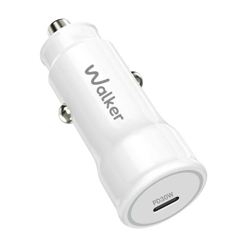 Автомобильное зарядное устройство (адаптер) 2в1 WALKER WCR-63 PD_30W + Data Cable Type-C to Lightning 27W white
