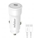 Автомобильное зарядное устройство (адаптер) 2в1 WALKER WCR-63 PD_30W + Data Cable Type-C to Type-C 60W white