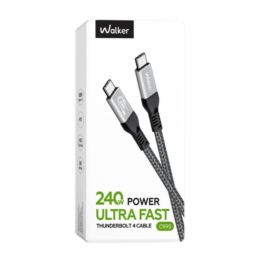 Кабель USB WALKER C995 240W Thunderbolt4 Type-C to Type-C black