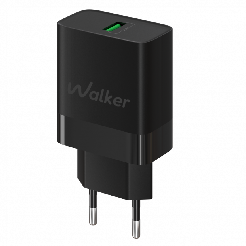Мережевий зарядний пристрій (адаптер) WALKER WH-35 1USB / QC3.0 / 3A / 18W black