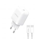 Мережевий зарядний пристрій (адаптер) 2в1 WALKER WH-63 PD_20W + Data Cable Type-C to Type-C white