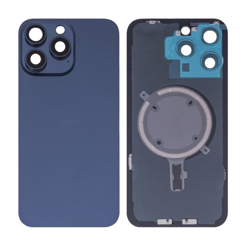 Задня кришка для Apple iPhone 15 Pro Max Blue Titanium з рамкою і склом камери Original Quality