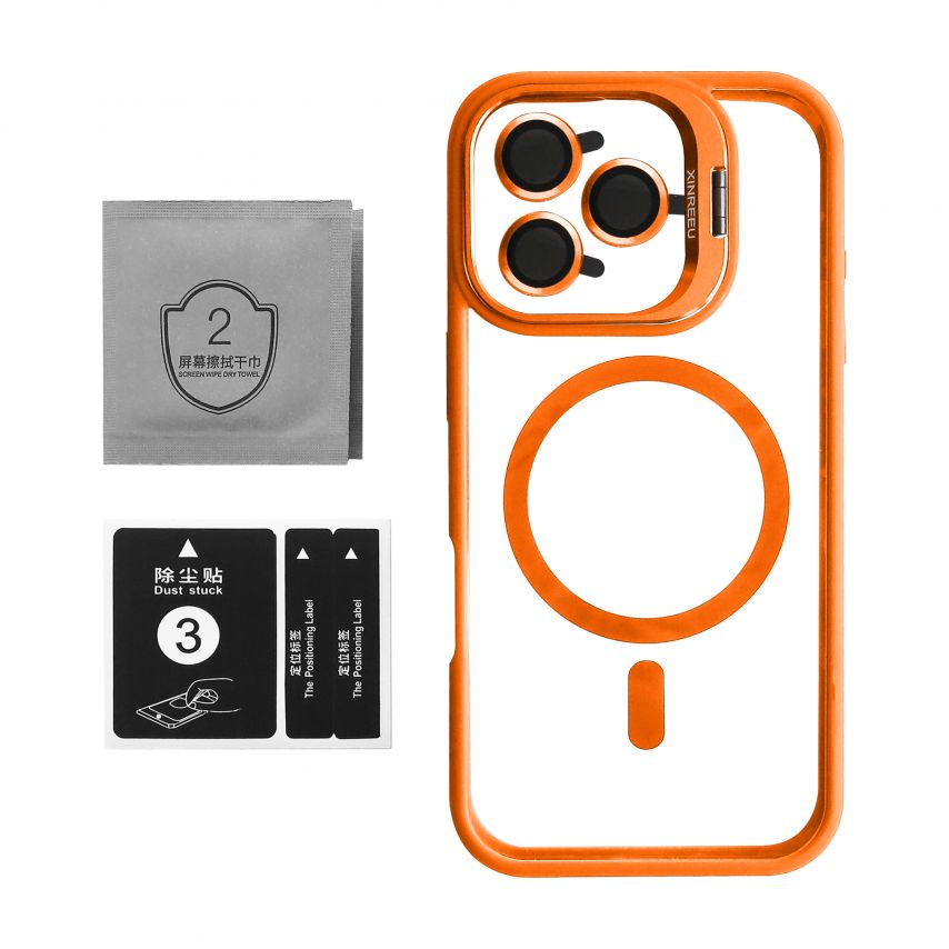 Чохол з функцією MagSafe для Apple iPhone 16 Pro з підставкою та захистом для камер orange