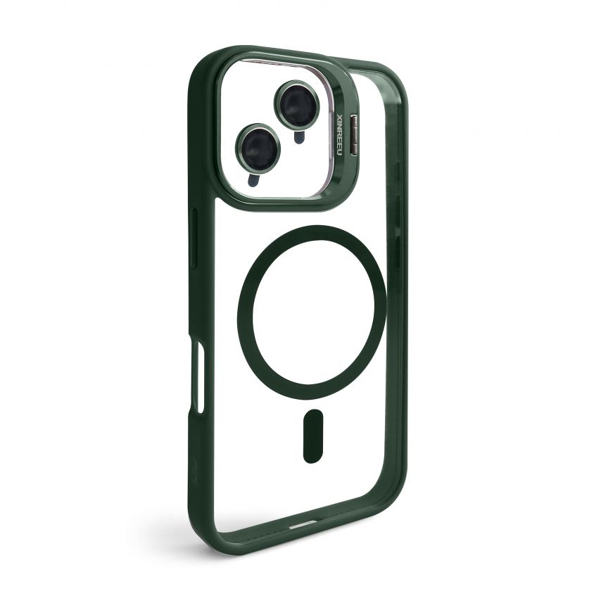 Чохол з функцією MagSafe для Apple iPhone 16 з підставкою та захистом для камер green