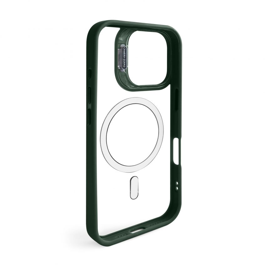 Чохол з функцією MagSafe для Apple iPhone 16 з підставкою та захистом для камер green