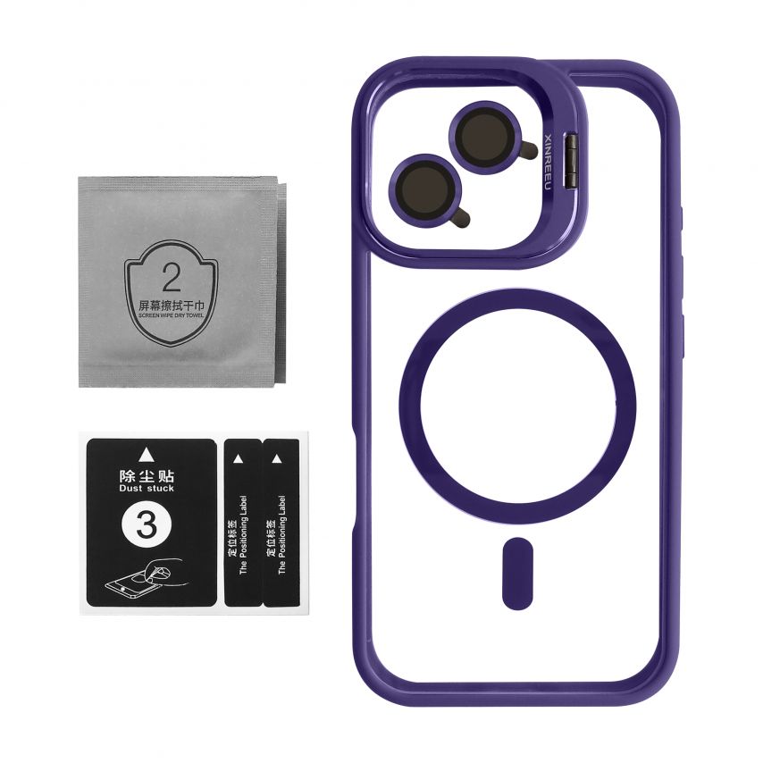 Чохол з функцією MagSafe для Apple iPhone 16 з підставкою та захистом для камер violet