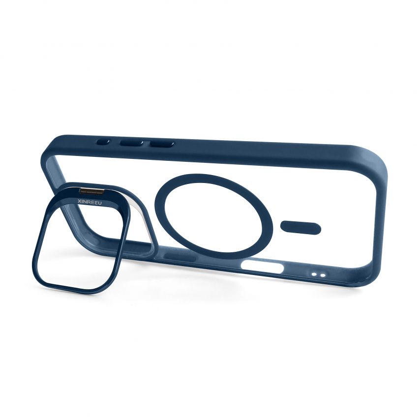 Чехол с функцией MagSafe для Apple iPhone 16 Pro с подставкой и защитой для камер dark blue