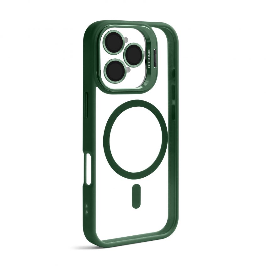 Чохол з функцією MagSafe для Apple iPhone 16 Pro Max з підставкою та захистом для камер green