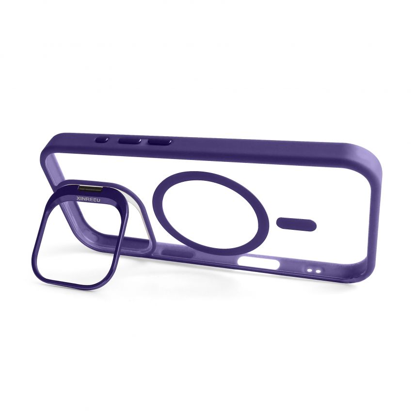 Чехол с функцией MagSafe для Apple iPhone 16 Pro Max с подставкой и защитой для камер violet