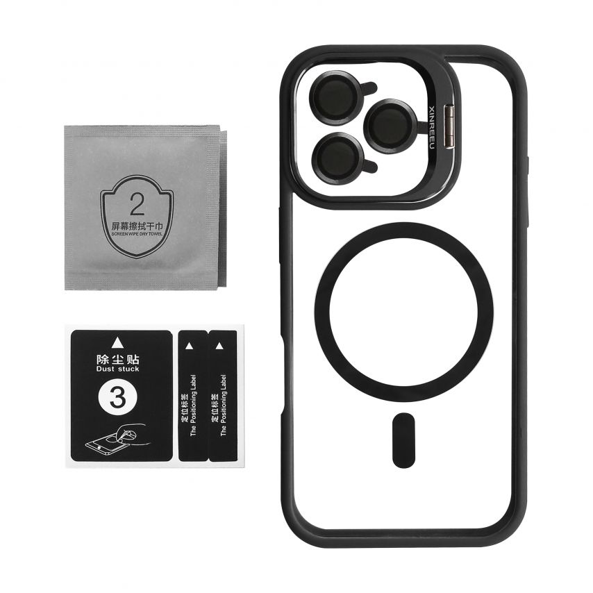 Чохол з функцією MagSafe для Apple iPhone 16 Pro Max з підставкою та захистом для камер black