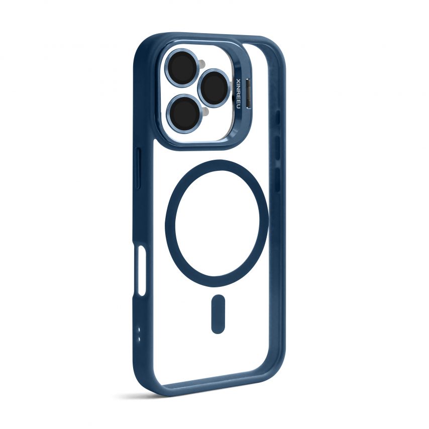Чехол с функцией MagSafe для Apple iPhone 16 Pro Max с подставкой и защитой для камер dark blue