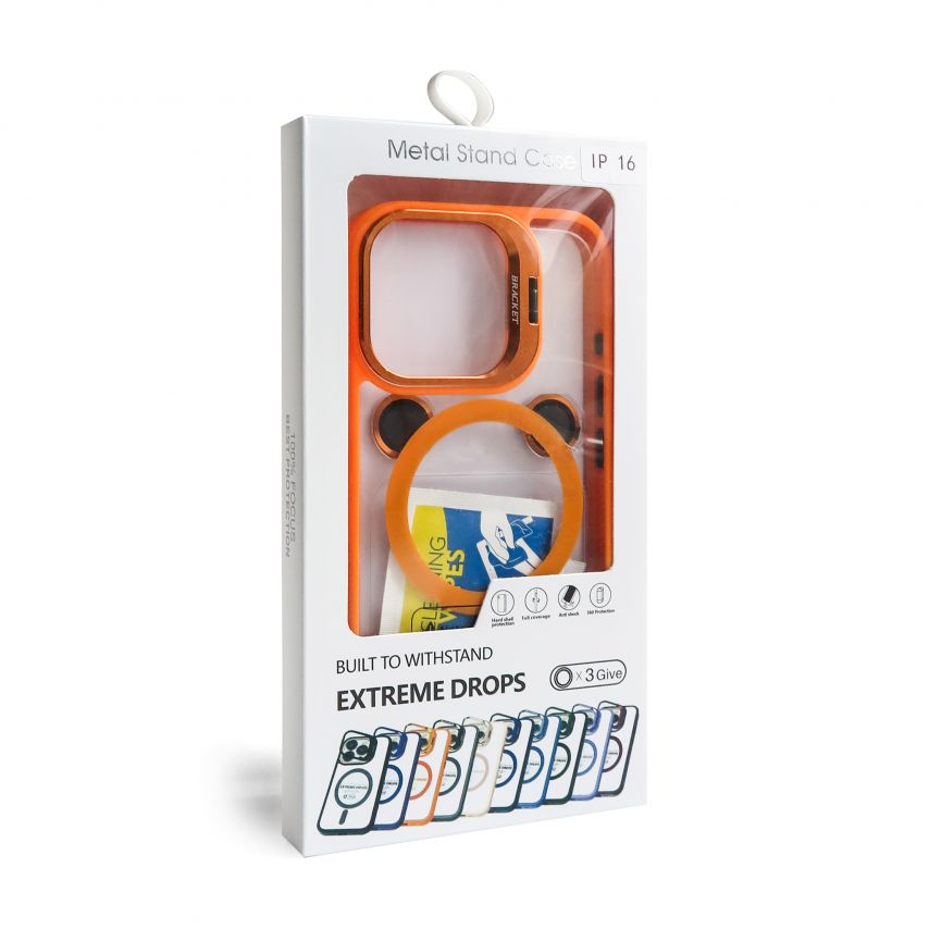 Чохол з функцією MagSafe для Apple iPhone 16 Pro Max з підставкою та захистом для камер orange