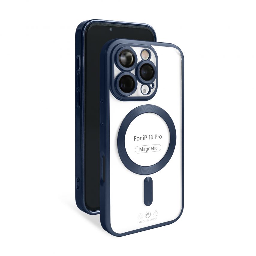 Чехол с функцией MagSafe для Apple iPhone 16 Pro dark blue (07) матовый