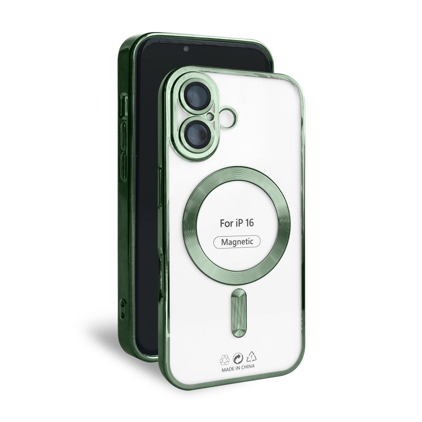 Чехол с функцией MagSafe для Apple iPhone 16 olive (08)