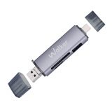 Кардридер 6в1 WALKER WCD-83 (выход USB/Micro, Type-C) grey
