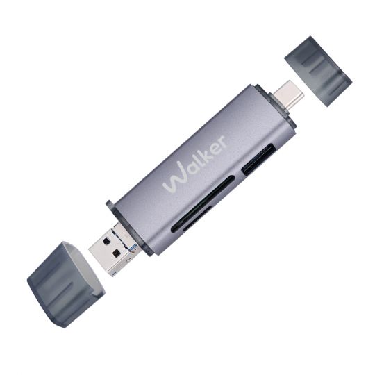 Кардридер 6в1 WALKER WCD-83 (выход USB/Micro, Type-C) grey - купить за 323.39 грн в Киеве, Украине