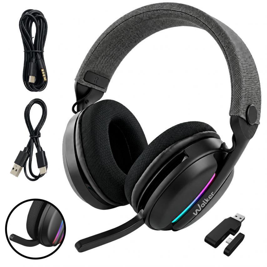 Ігрові навушники Bluetooth WALKER WBT-83 black