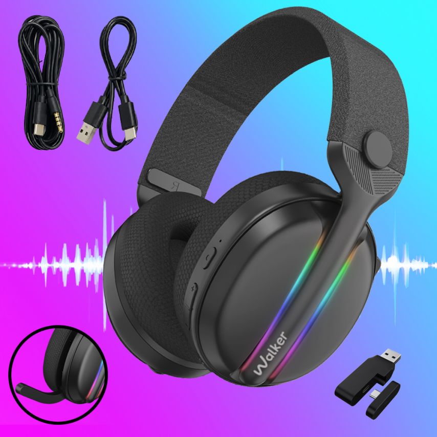 Ігрові навушники Bluetooth WALKER WBT-83 black