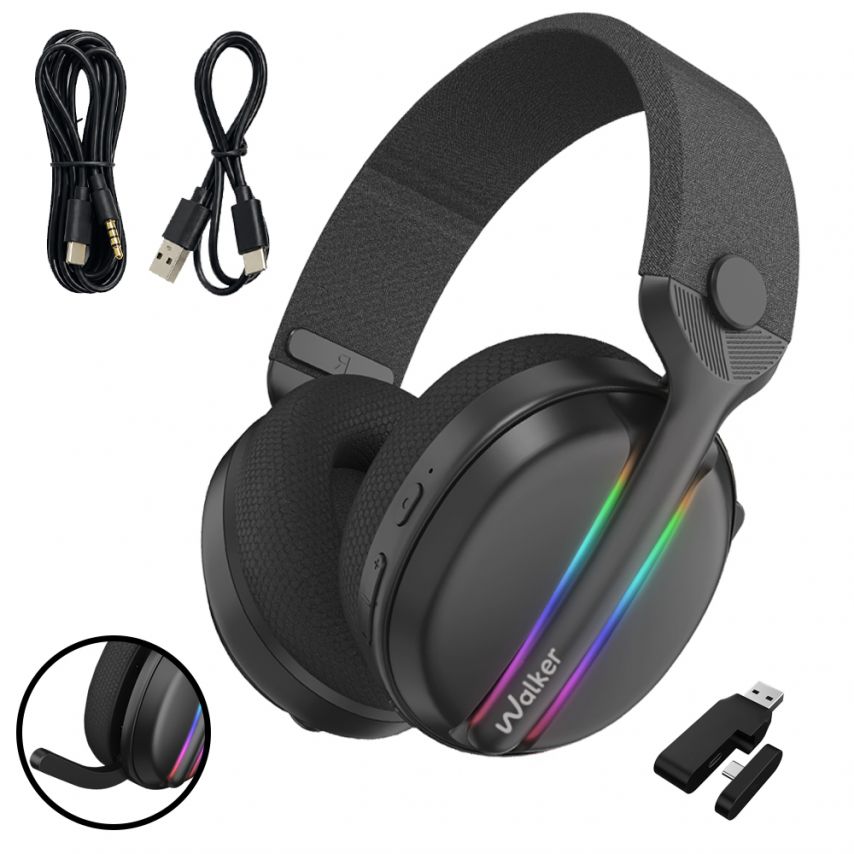 Ігрові навушники Bluetooth WALKER WBT-83 black