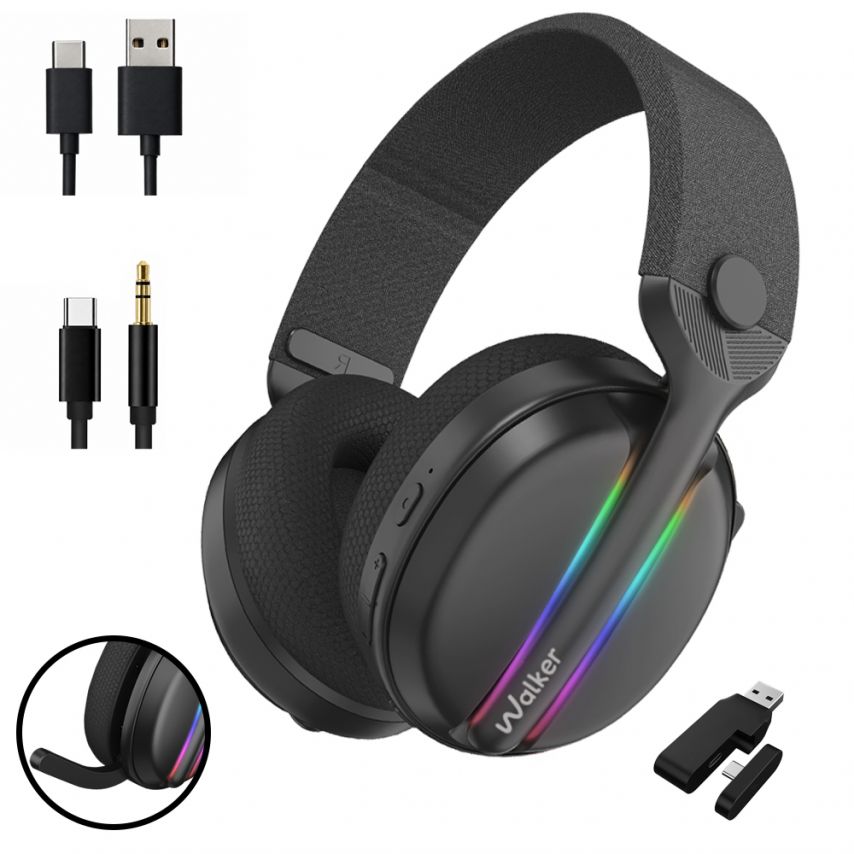 Ігрові навушники Bluetooth WALKER WBT-83 black