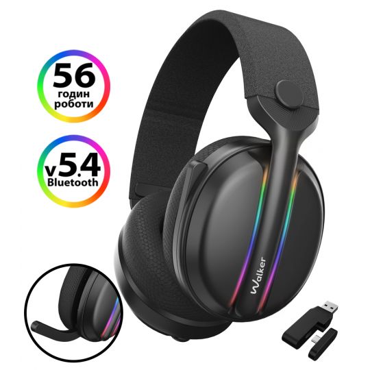 Игровые наушники Bluetooth WALKER WBT-83 black - купить за 2 037.80 грн в Киеве, Украине
