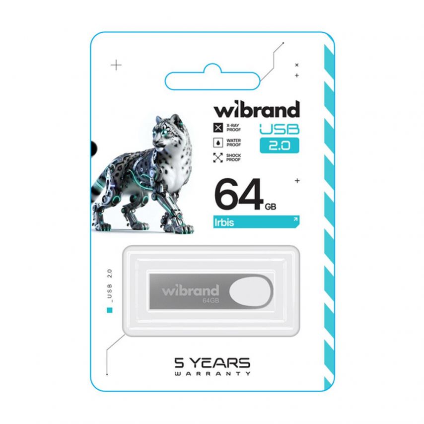 Флеш-пам'ять USB Wibrand Irbis 64GB USB 2.0 silver