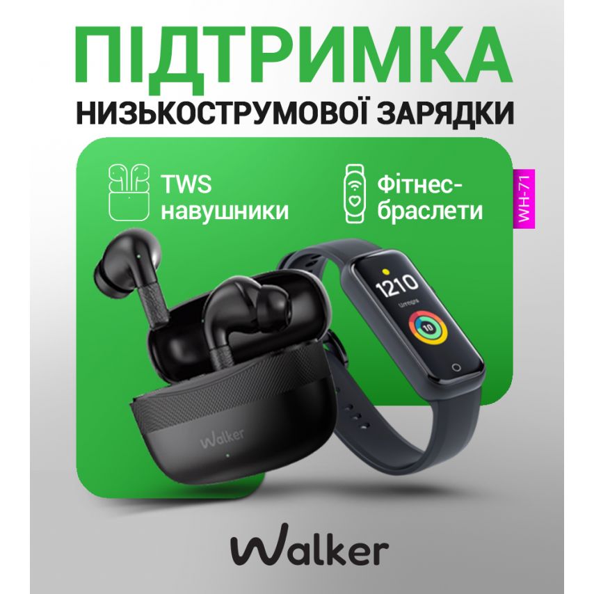 Мережевий зарядний пристрій (адаптер) 2в1 WALKER WH-71 GAN 30W + Data Cable Type-C to Type-C white