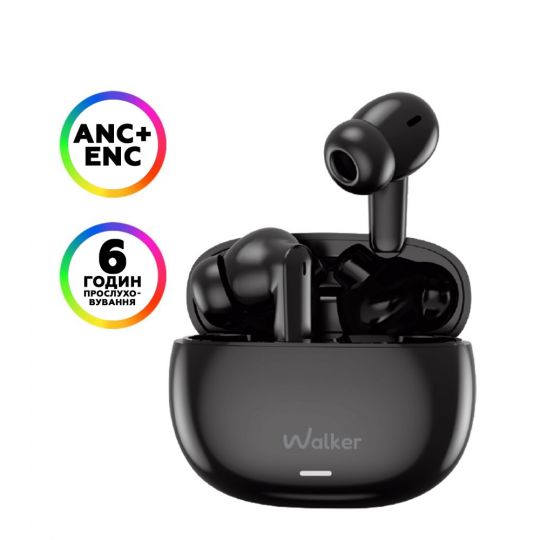 Наушники Bluetooth WALKER WTS-67 ANC+ENC black - купить за 1 178.38 грн в Киеве, Украине