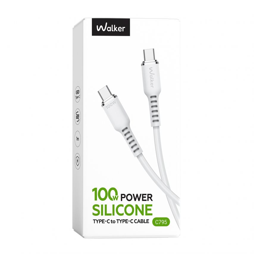 Кабель USB WALKER C795 Type-C to Type-C 100W white