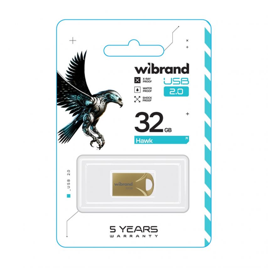 Флеш-память USB Wibrand Hawk 32GB USB 2.0 gold