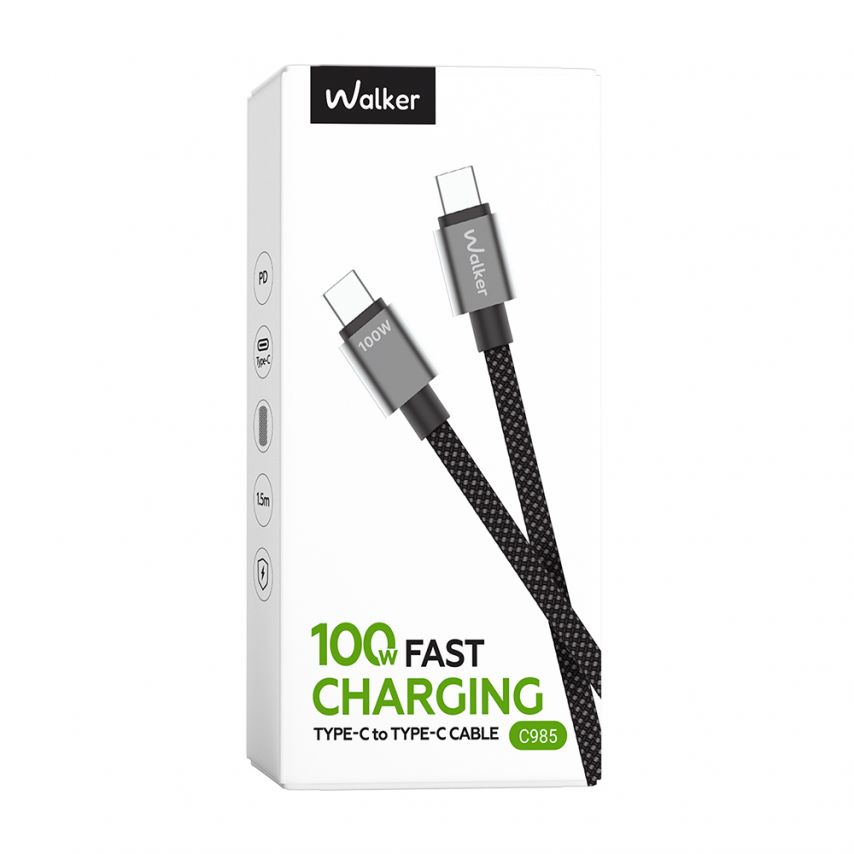 Кабель USB WALKER C985 100W Type-C to Type-C 1.5м black