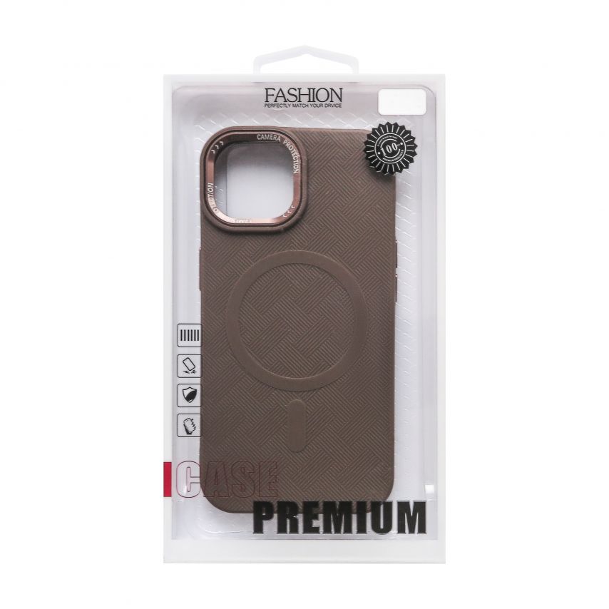 Чехол с функцией MagSafe Textured для Apple iPhone 16 brown (02)