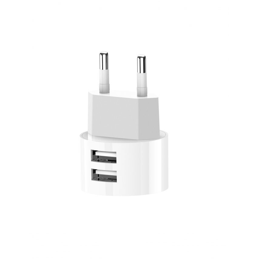 Сетевое зарядное устройство (адаптер) 2в1 XO L62 2USB / 2.4A + Micro white