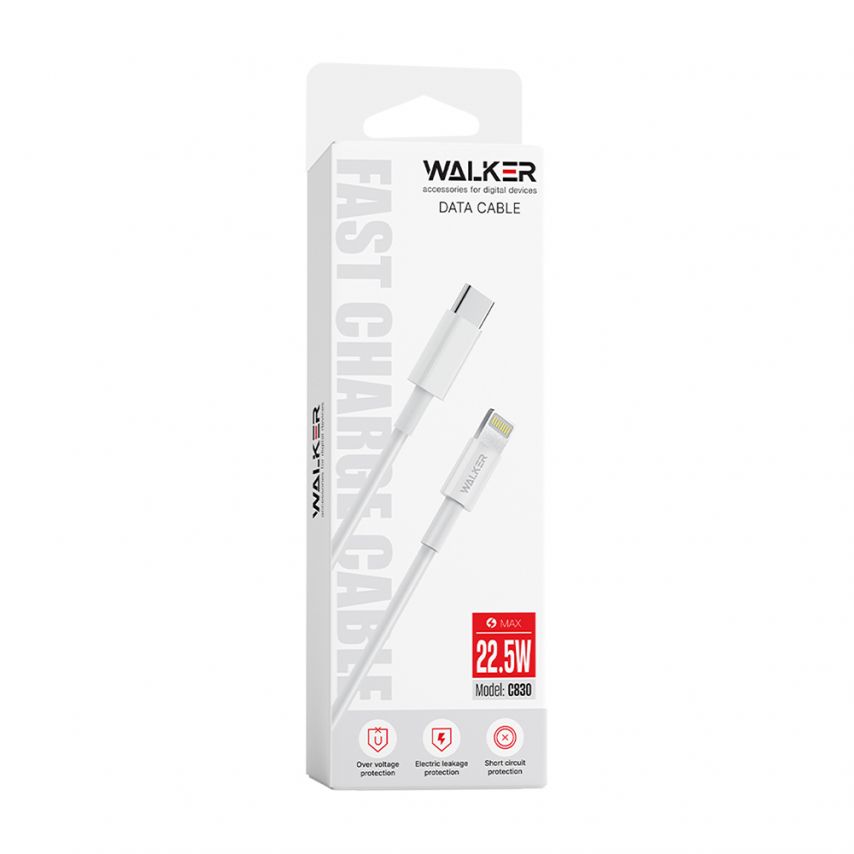 Кабель USB WALKER C830 Type-C to Lightning white
