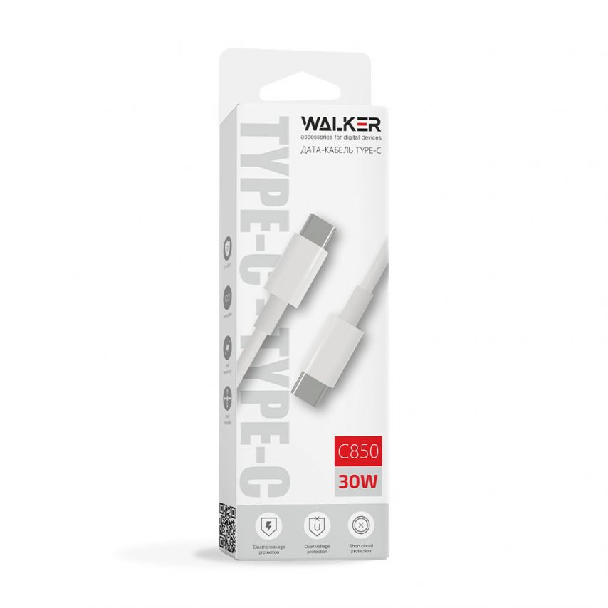 Кабель USB WALKER C850 Type-C to Type-C white
