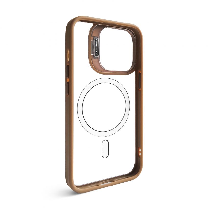 Чохол з функцією MagSafe для Apple iPhone 13 Pro з підставкою та захистом для камер gold brown (9)