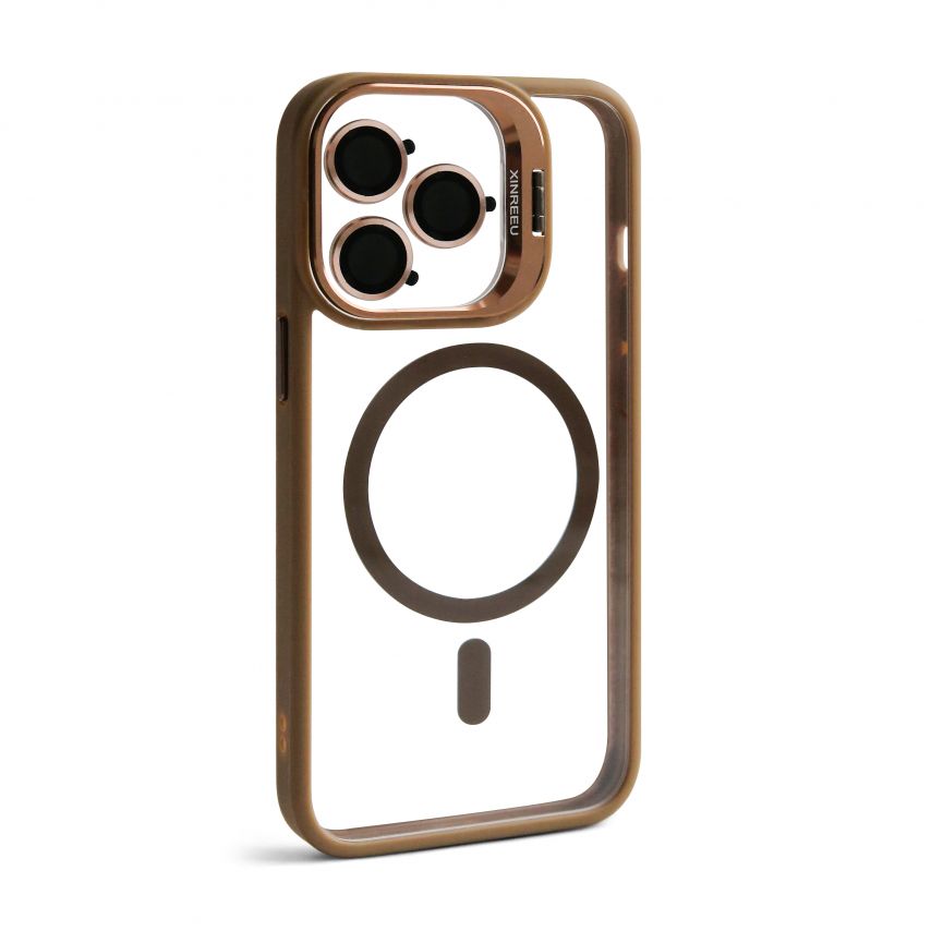 Чохол з функцією MagSafe для Apple iPhone 13 Pro з підставкою та захистом для камер gold brown (9)