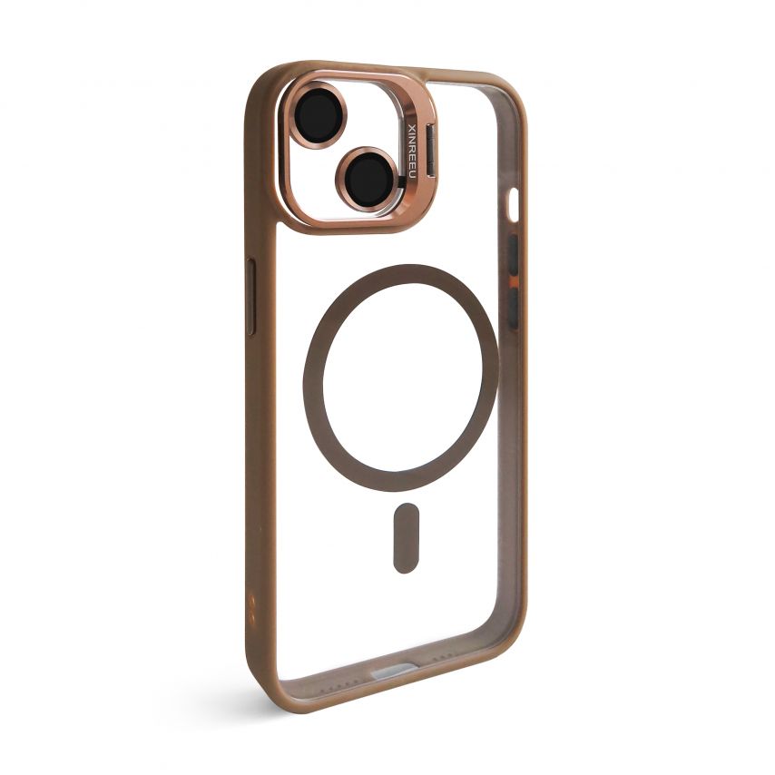 Чохол з функцією MagSafe для Apple iPhone 13 з підставкою та захистом для камер gold brown (9)