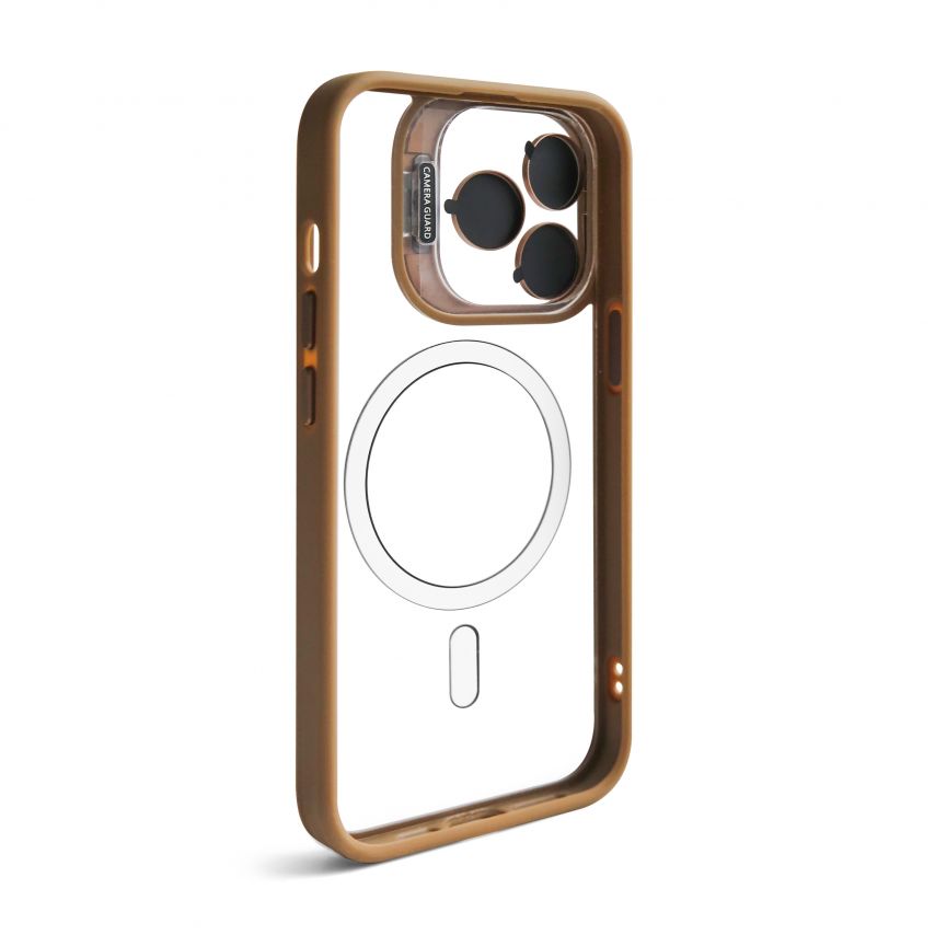 Чохол з функцією MagSafe для Apple iPhone 13 Pro Max з підставкою та захистом для камер gold brown (9)
