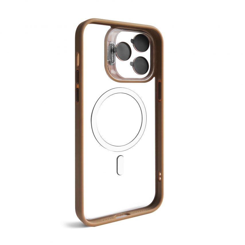 Чехол с функцией MagSafe для Apple iPhone 14 Pro с подставкой и защитой для камер gold brown (9)