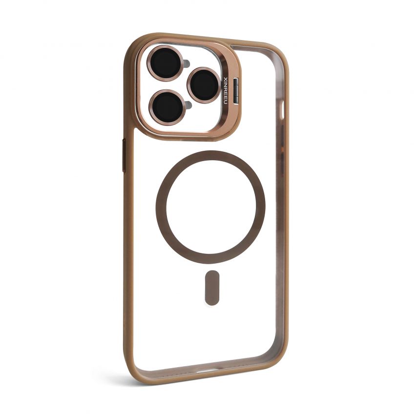 Чехол с функцией MagSafe для Apple iPhone 14 Pro с подставкой и защитой для камер gold brown (9)