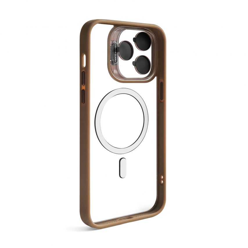 Чехол с функцией MagSafe для Apple iPhone 14 Pro Max с подставкой и защитой для камер gold brown (9)