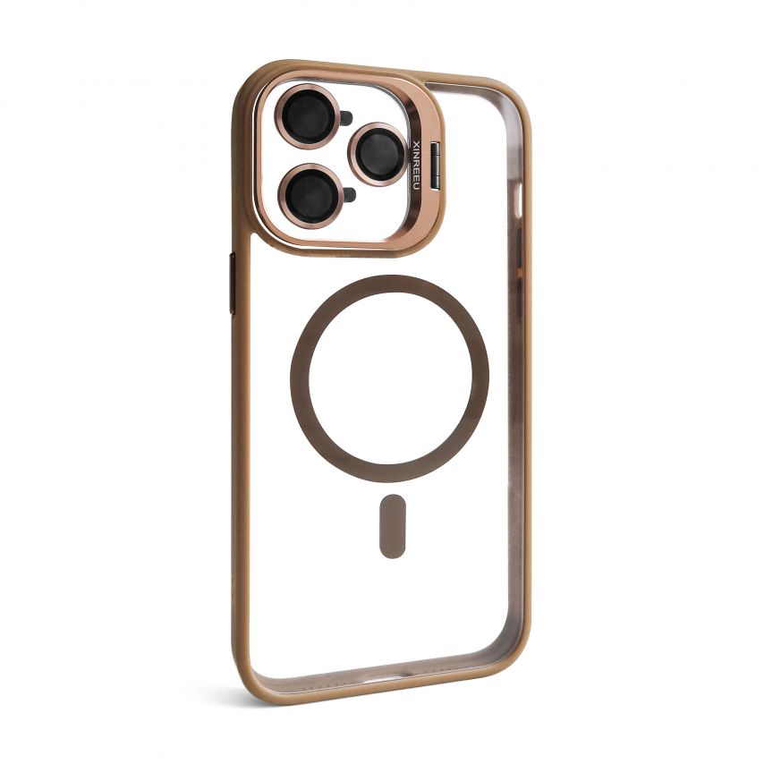 Чехол с функцией MagSafe для Apple iPhone 14 Pro Max с подставкой и защитой для камер gold brown (9)