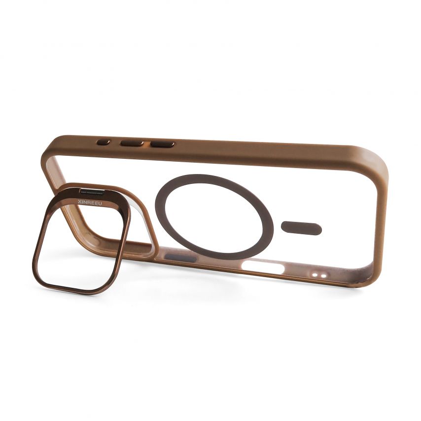 Чохол з функцією MagSafe для Apple iPhone 15 Pro Max з підставкою та захистом для камер gold brown (9)