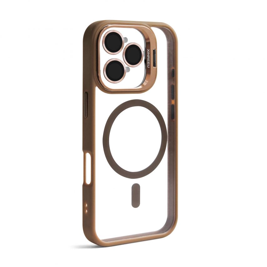 Чохол з функцією MagSafe для Apple iPhone 15 Pro Max з підставкою та захистом для камер gold brown (9)
