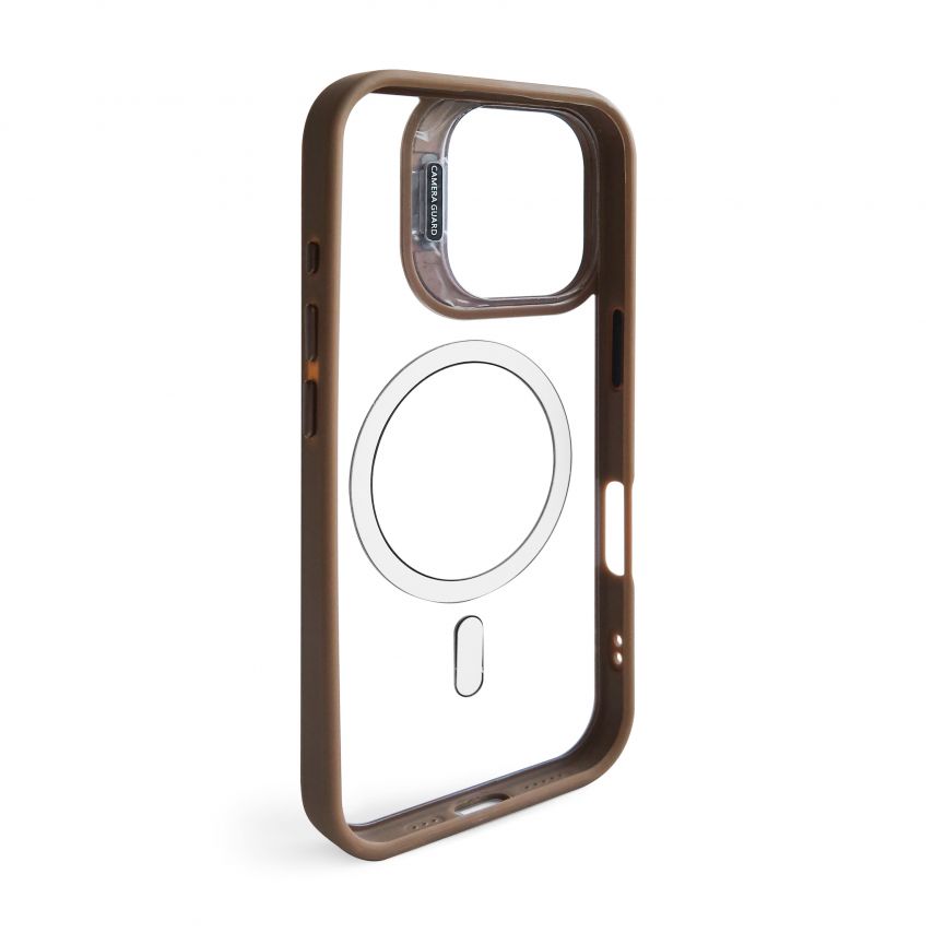 Чехол с функцией MagSafe для Apple iPhone 16 с подставкой и защитой для камер gold brown (9)