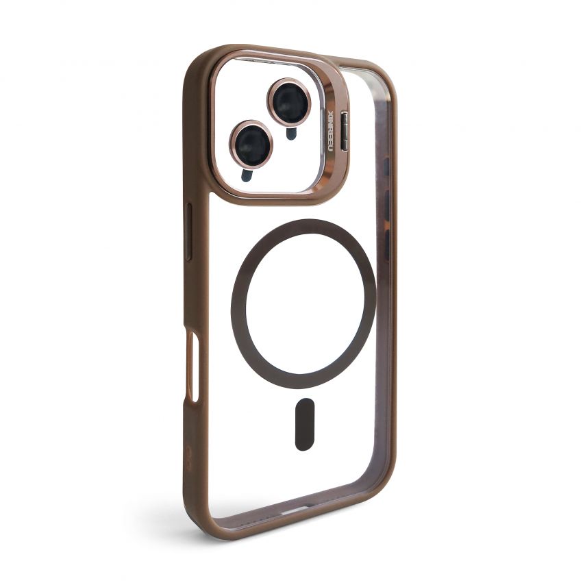 Чехол с функцией MagSafe для Apple iPhone 16 с подставкой и защитой для камер gold brown (9)