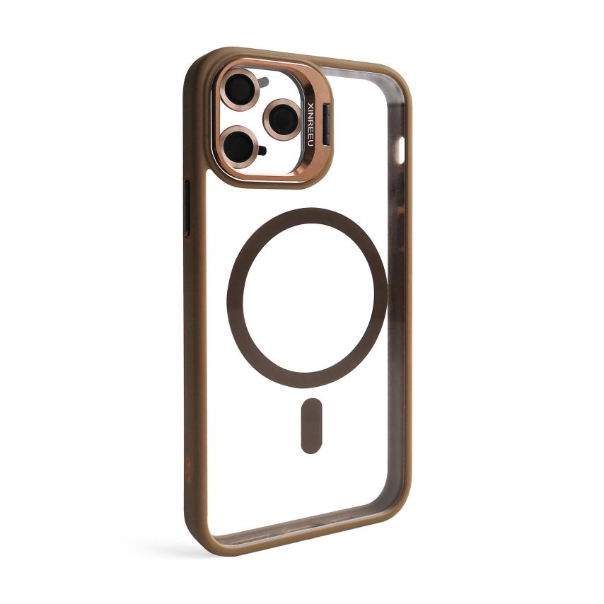 Чехол с функцией MagSafe для Apple iPhone 11 Pro с подставкой и защитой для камер gold brown (9)