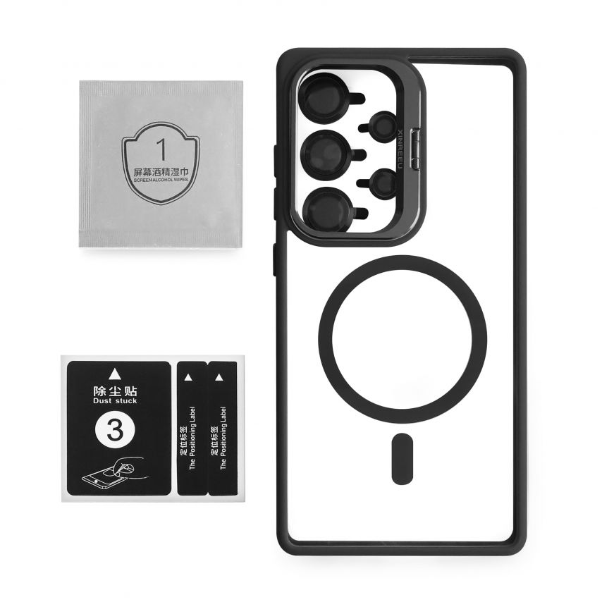 Чехол с функцией MagSafe для Samsung Galaxy S24 Ultra/S928 (2024) с подставкой и защитой для камер black (3)